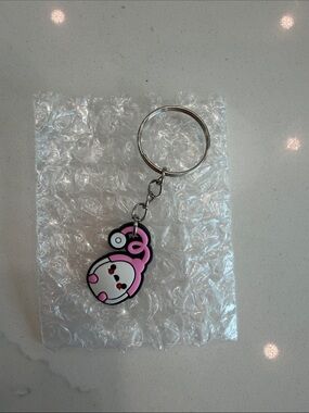 Pink Cartoon Character Rubber Keychain